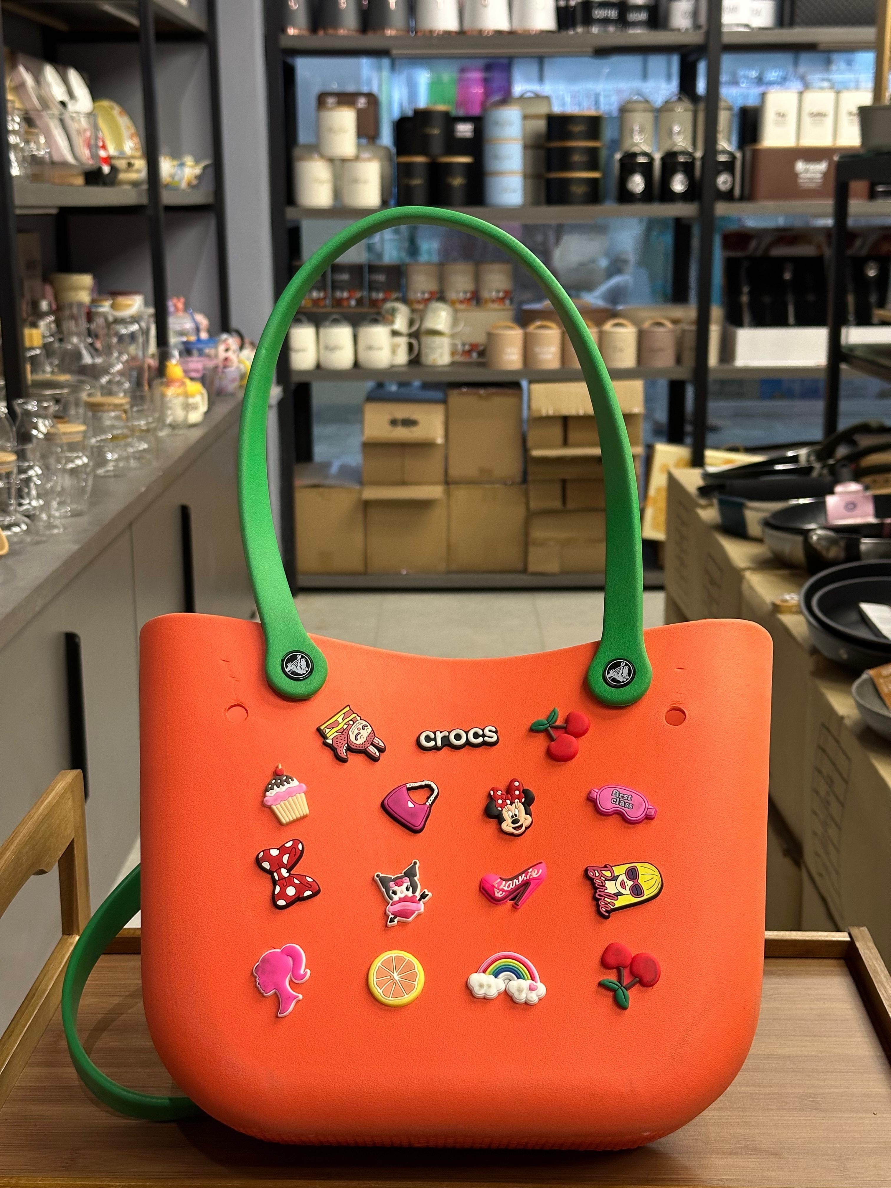 Large Size Crocs Branded Tote Bag – Lightweight EVA Handbag with Decorative Charms