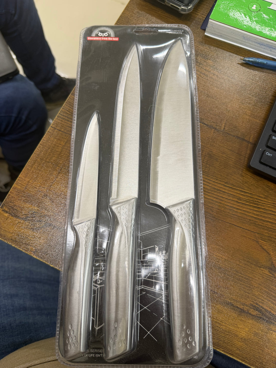 Premium 3-Piece Stainless Steel Kitchen Knife Set – Ultra-Sharp Chef, Carving & Utility Knives with Ergonomic Textured Handles