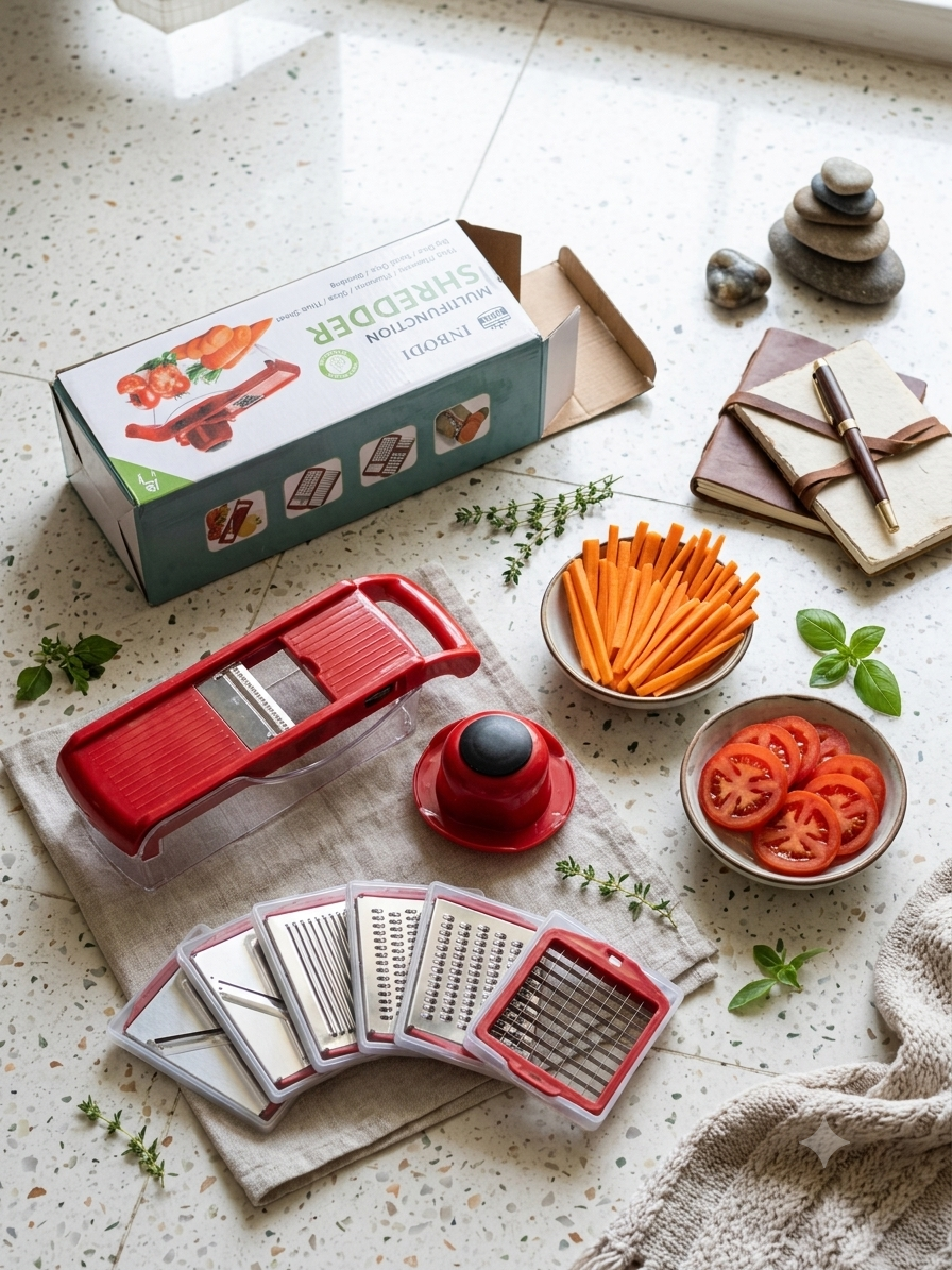 INBODI Multi-Function Vegetable Chopper & Slicer Set (Red)
