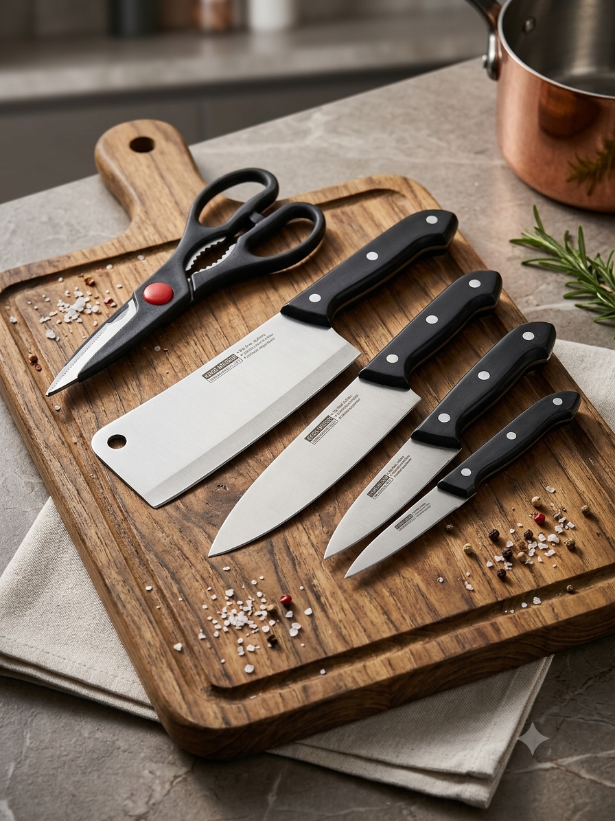 Premium 5-Piece Stainless Steel Kitchen Knife & Shears Set