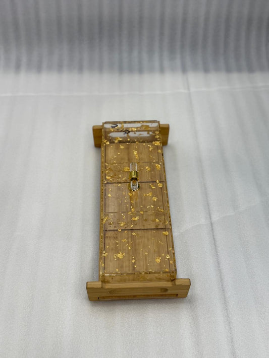 Gold-Leaf Bamboo Nut Box (3-Section)
•