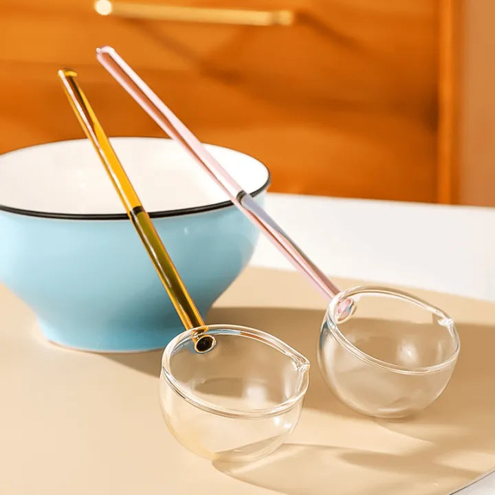 Heat-Resistant Borosilicate Glass Tadka Spoon | Ladle