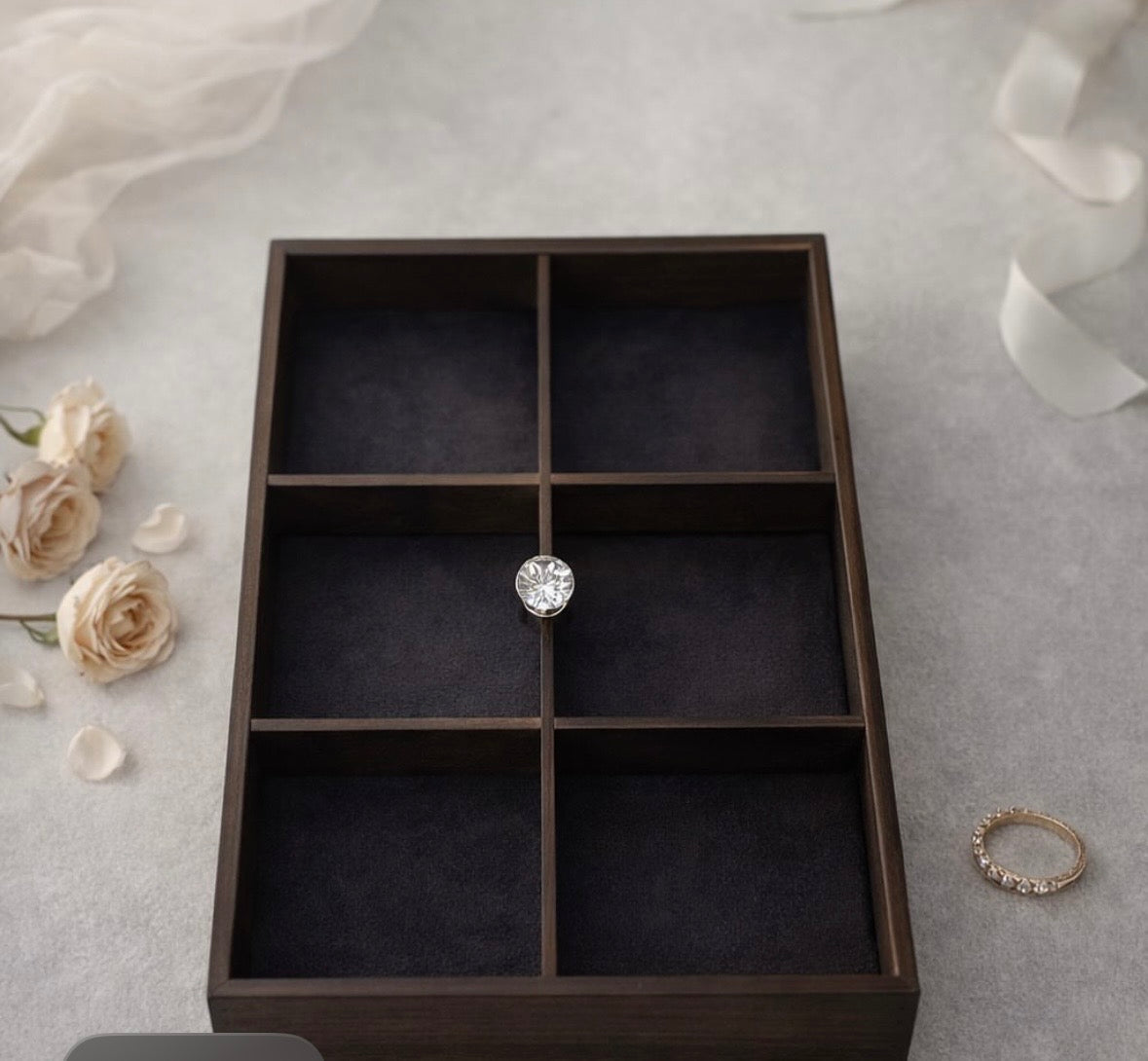 Elegance 6-Compartment Wooden Organizer & Serving Tray