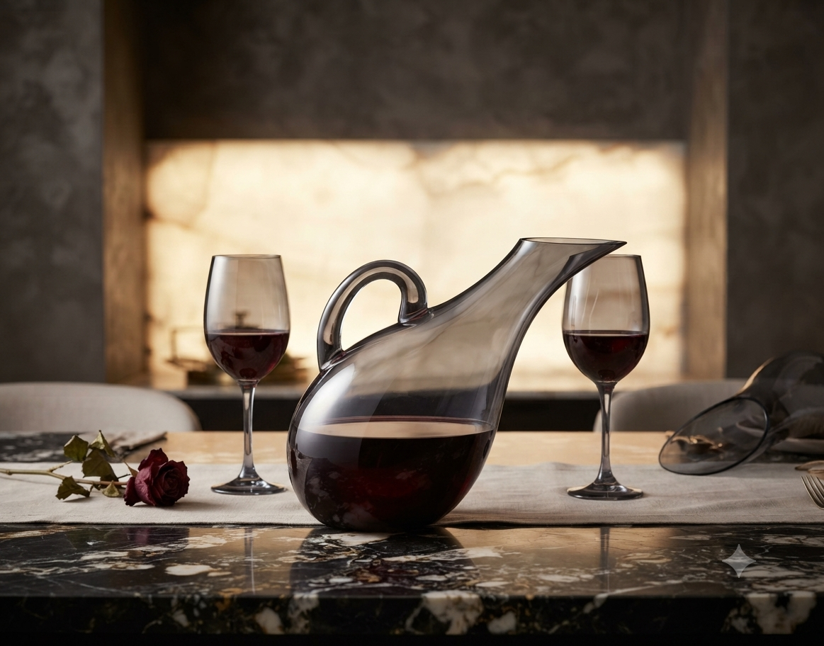 Smoky Elegance: Smoke-Tinted Glass Jug and 6 Wine Glass set
