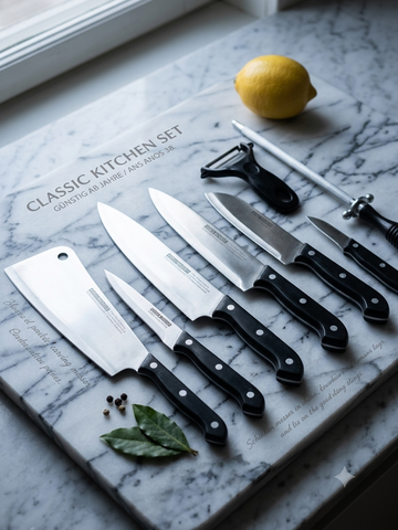 Premium Stainless Steel Culinary Knife & Cleaver Set – 7 Pieces