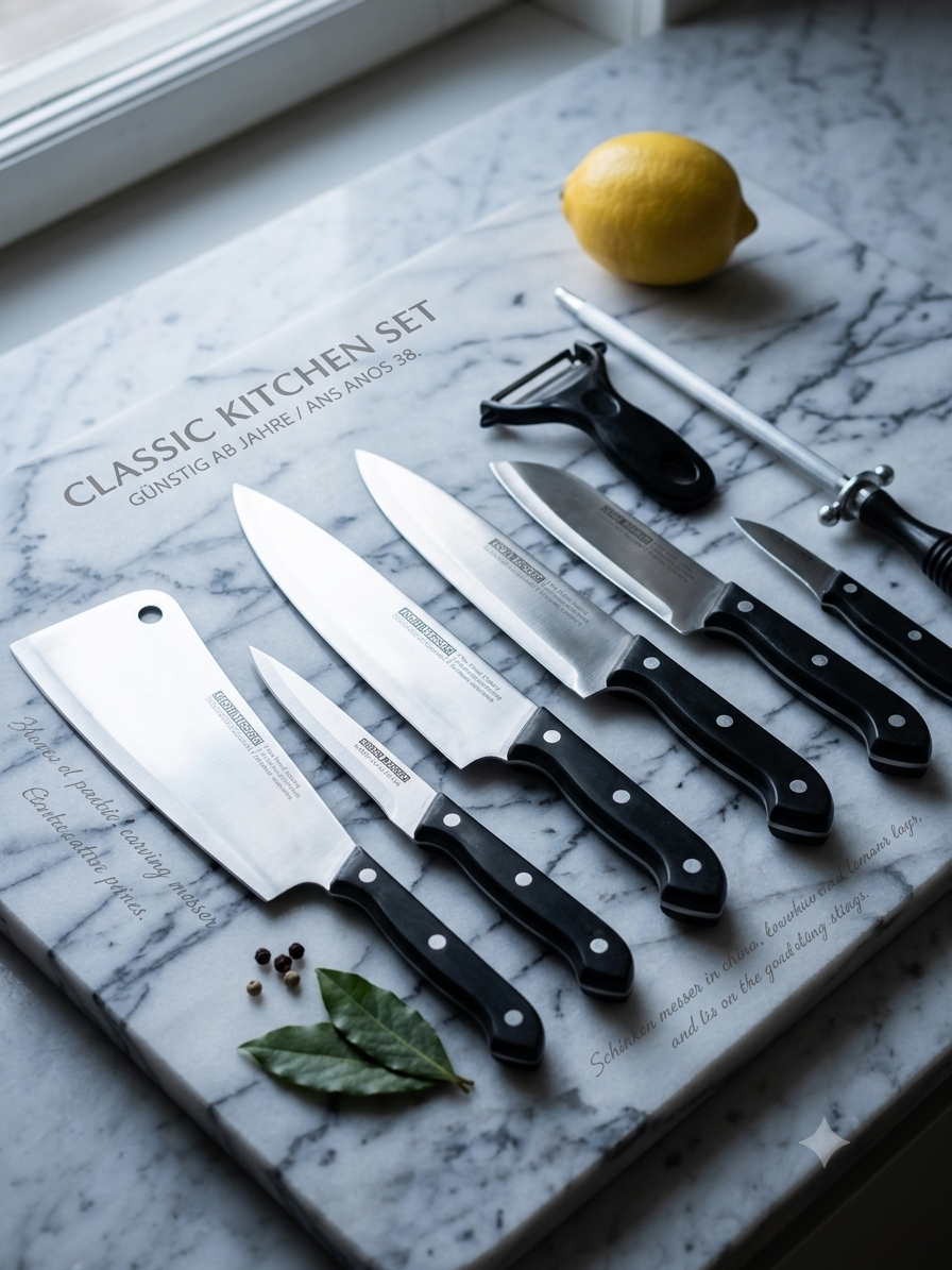 Premium Stainless Steel Culinary Knife & Cleaver Set – 7 Pieces