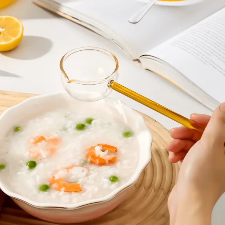 Heat-Resistant Borosilicate Glass Tadka Spoon | Ladle