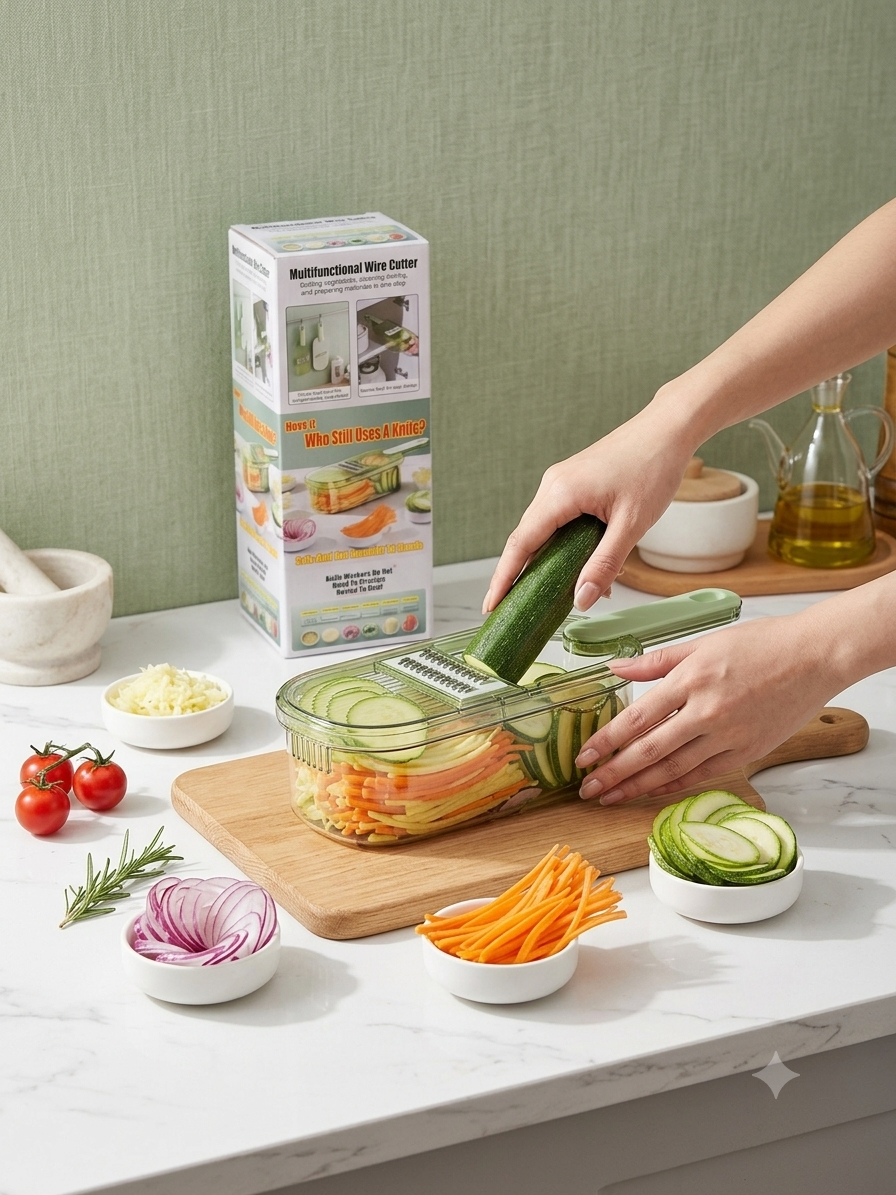 All-in-One Multifunctional Vegetable Slicer & Mandoline Grater Set with Storage Container