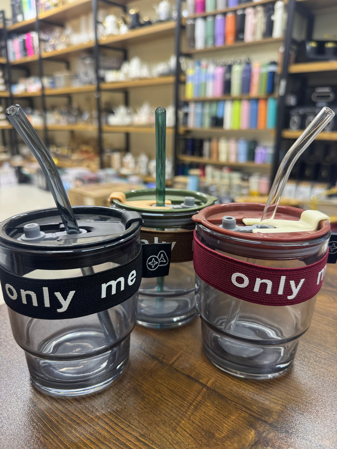 Only Me" Minimalist Glass Tumbler with Sleeve & Straw
