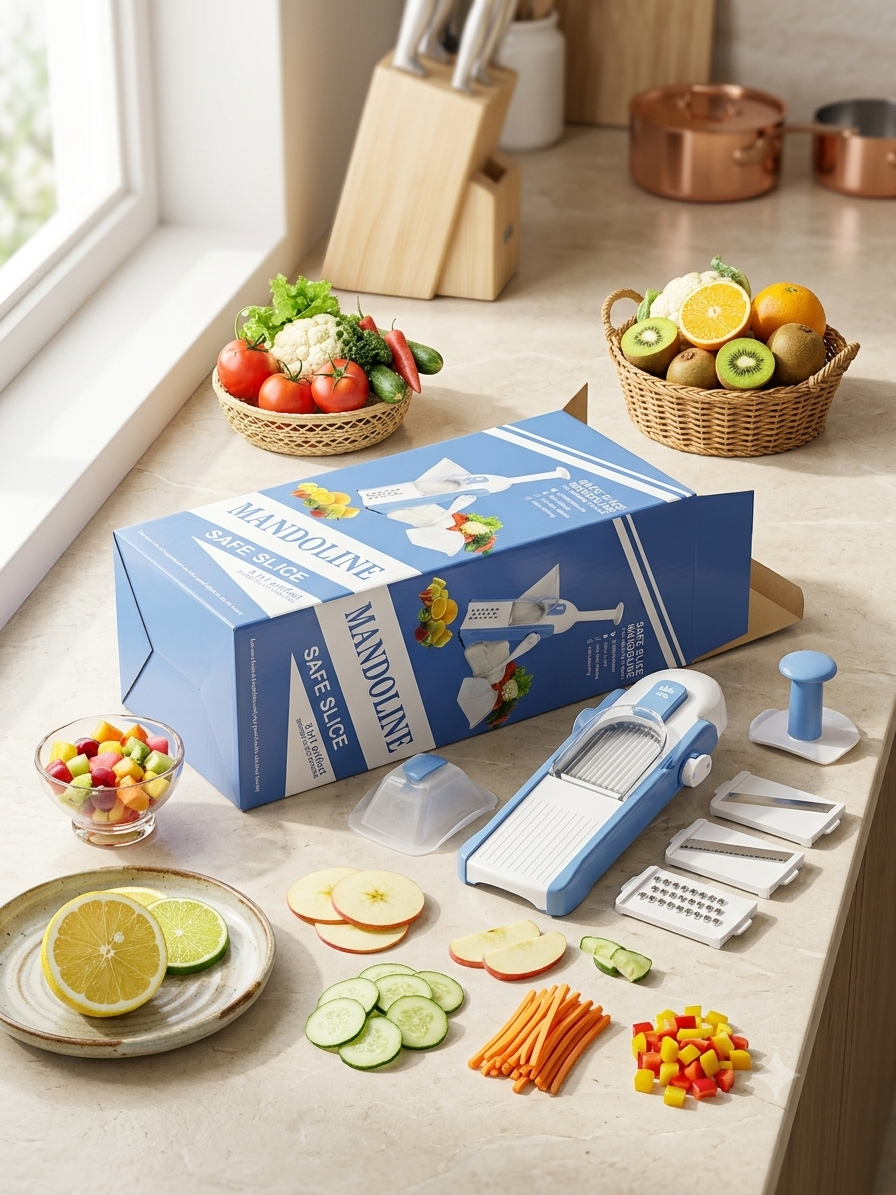 Safe Slice Mandoline Slicer – Multi-Functional Upright Vegetable & Fruit Cutter