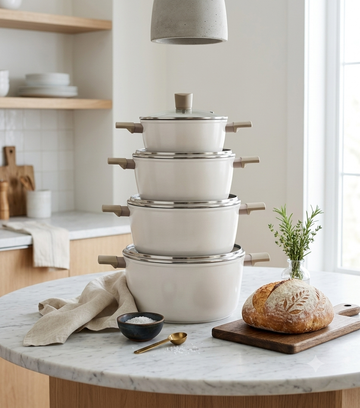 OSFE Premium Die-Cast Aluminum Pots with Tempered Glass Lids & Soft-Touch Stay-Cool Handles