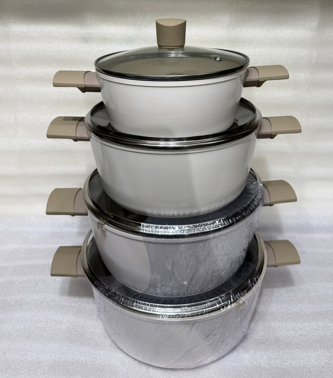 OSFE Premium Die-Cast Aluminum Pots with Tempered Glass Lids & Soft-Touch Stay-Cool Handles