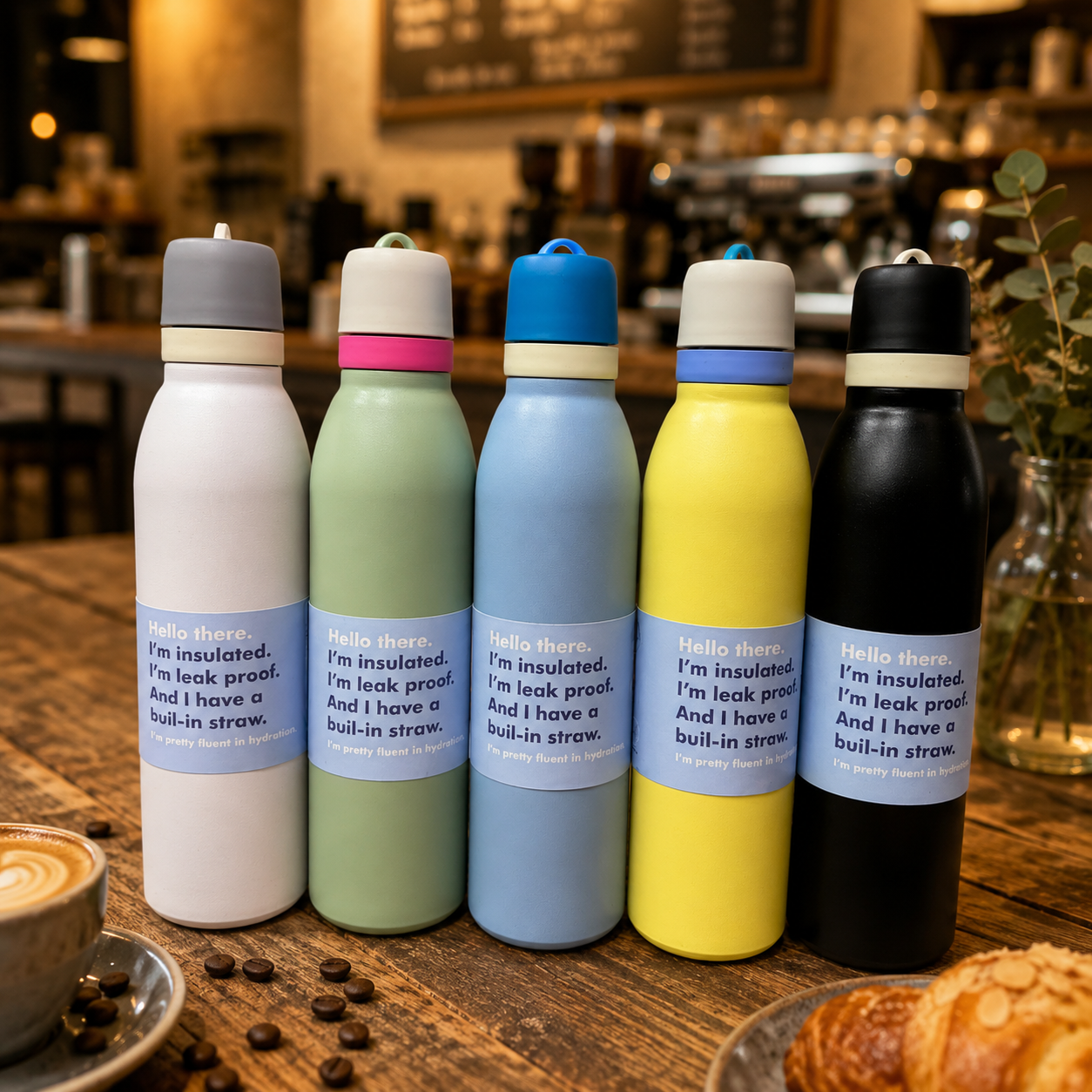 Insulated Leak-Proof Water Bottle with Built-In Straw