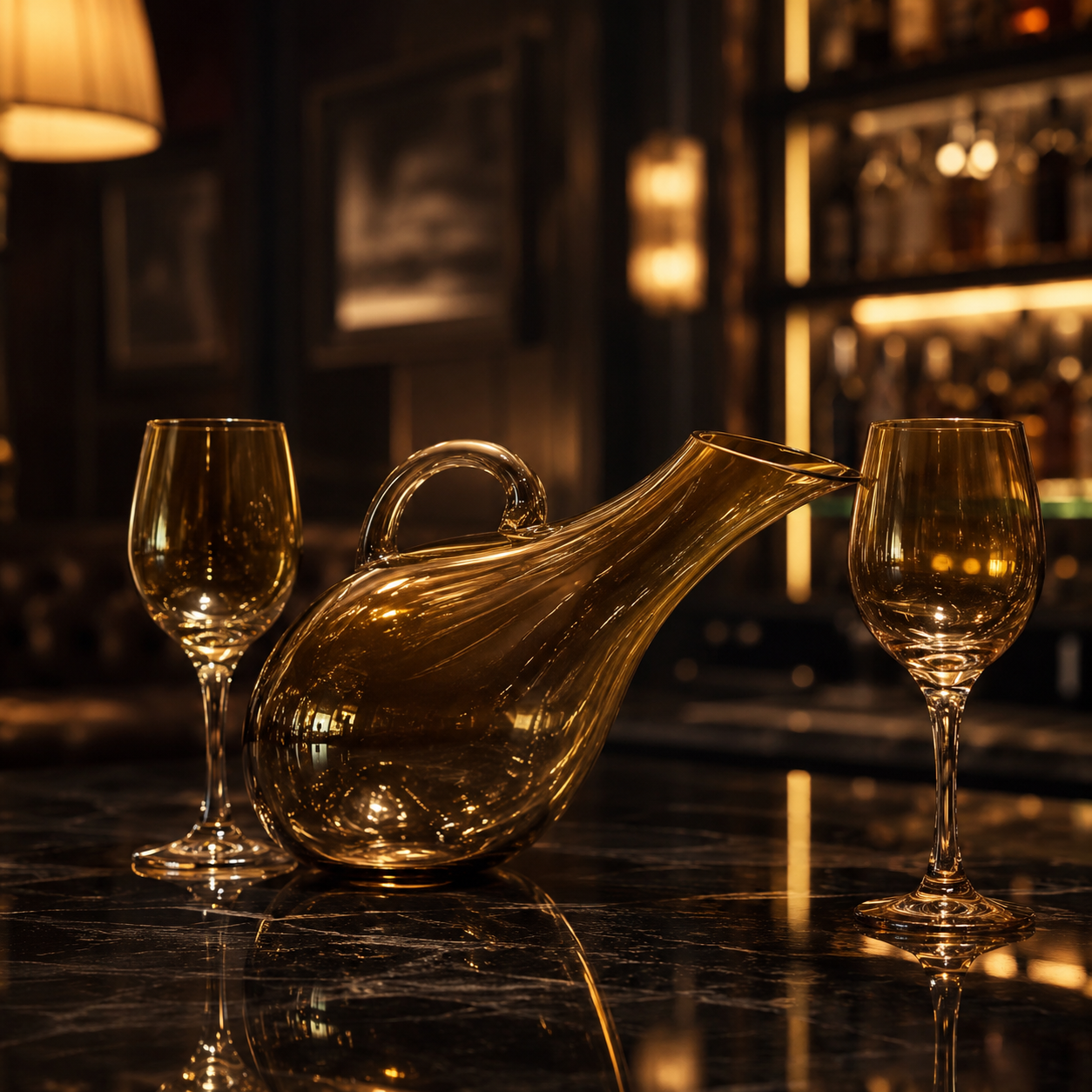 7-Pcs Ergonomic Duck Decanter and Stemmed Wine Glasses