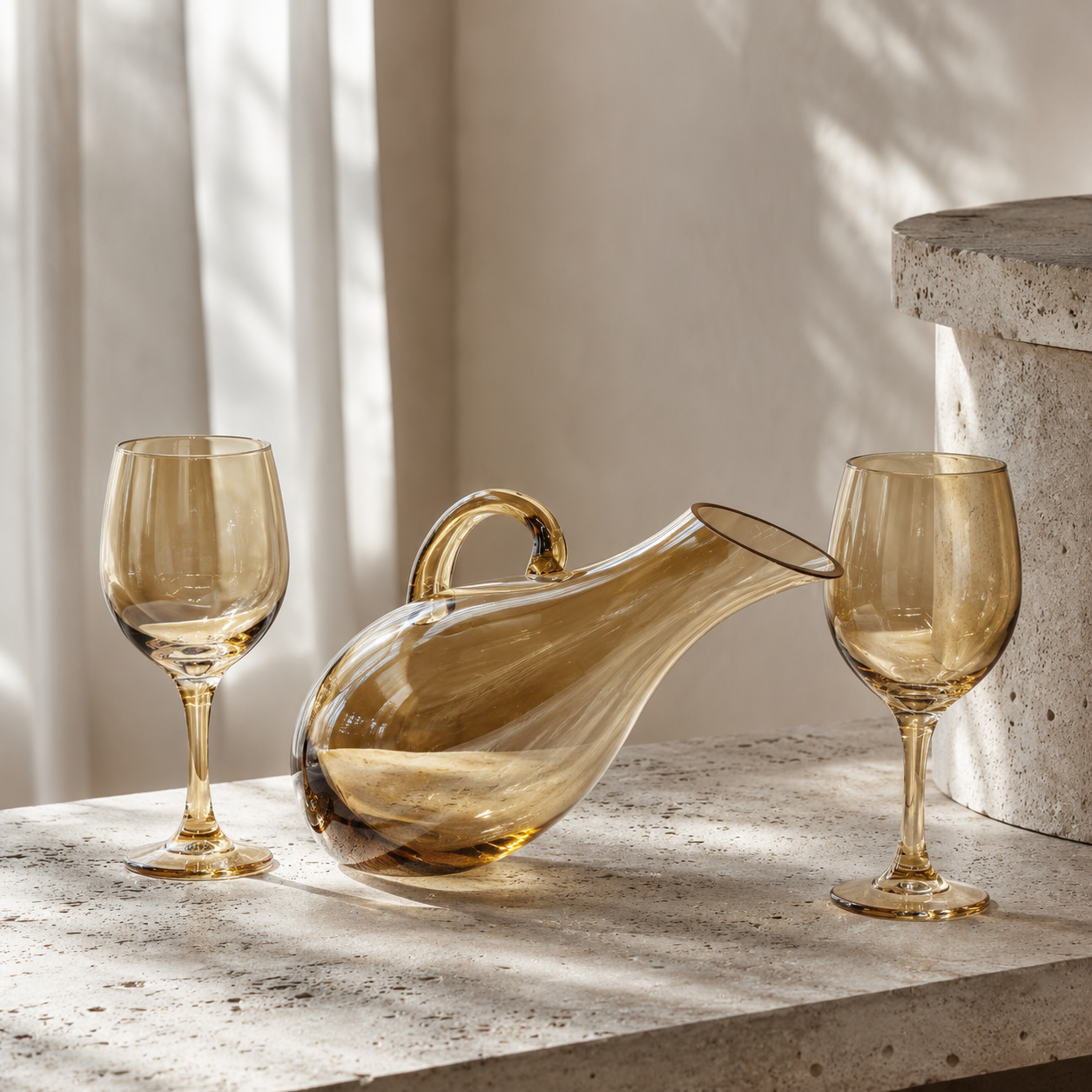 7-Pcs Ergonomic Duck Decanter and Stemmed Wine Glasses