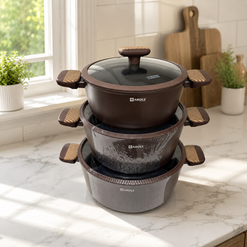 Baroly Premium Non-Stick Casserole Set with Glass Lids