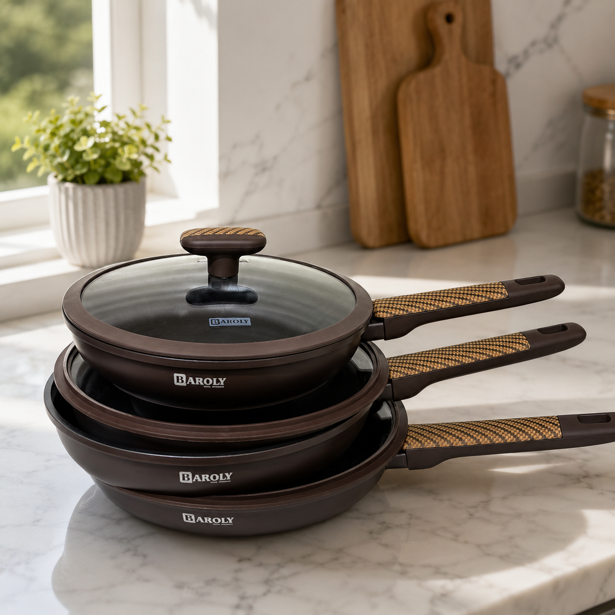 Baroly Non-Stick Fry Pan with Glass Lid