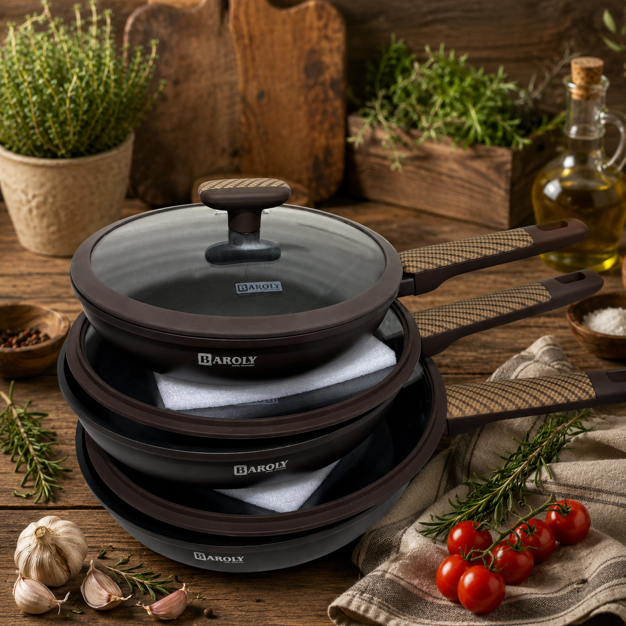 Baroly Non-Stick Fry Pan with Glass Lid