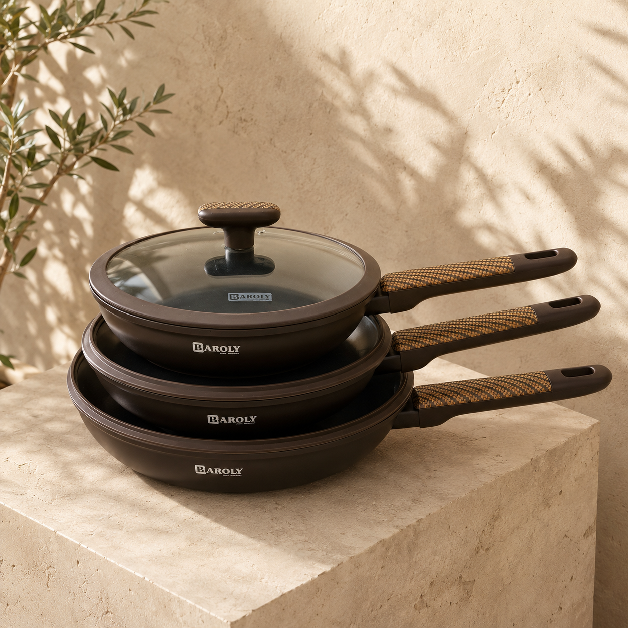 Baroly Non-Stick Fry Pan with Glass Lid