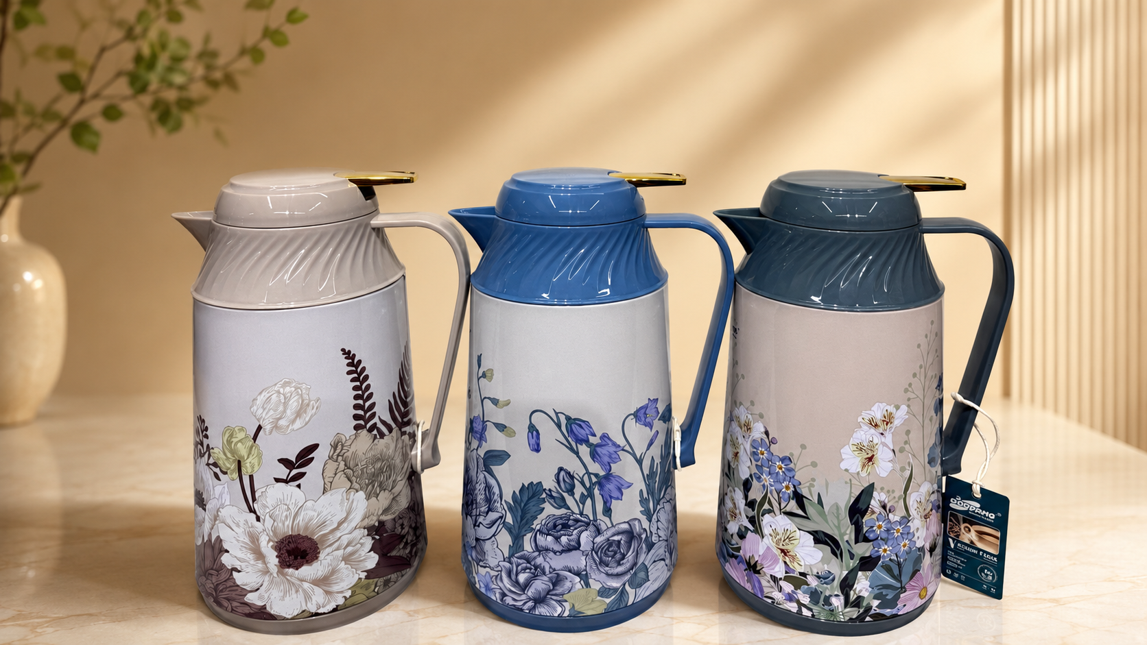 Luxury Floral Insulated Vacuum Flask Set