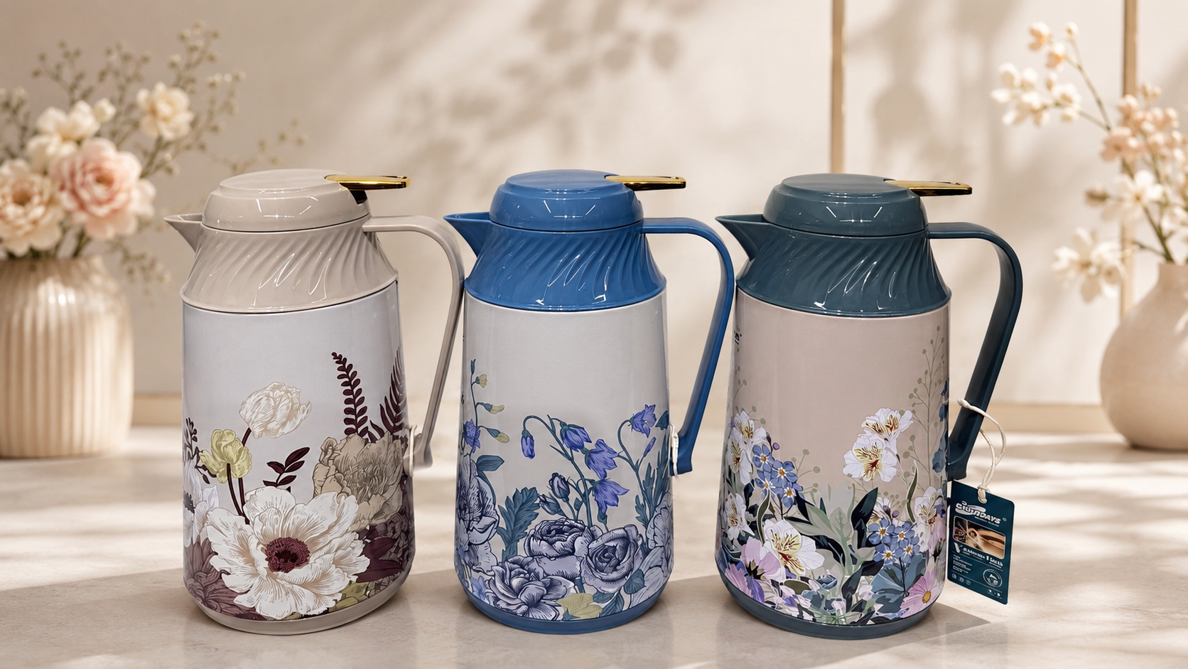 Luxury Floral Insulated Vacuum Flask Set