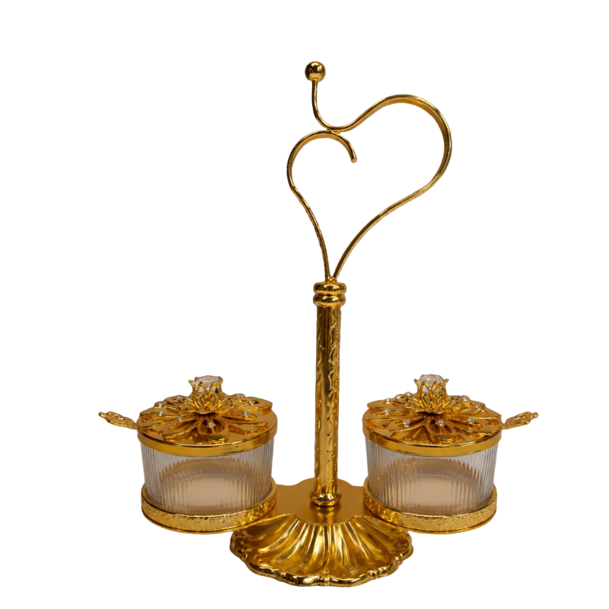 Premium Gold Plated Mukhwas Set with Elegant Heart Handle Stand
