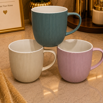 Vertical Ribbed Matte Pastel Tea Cups
