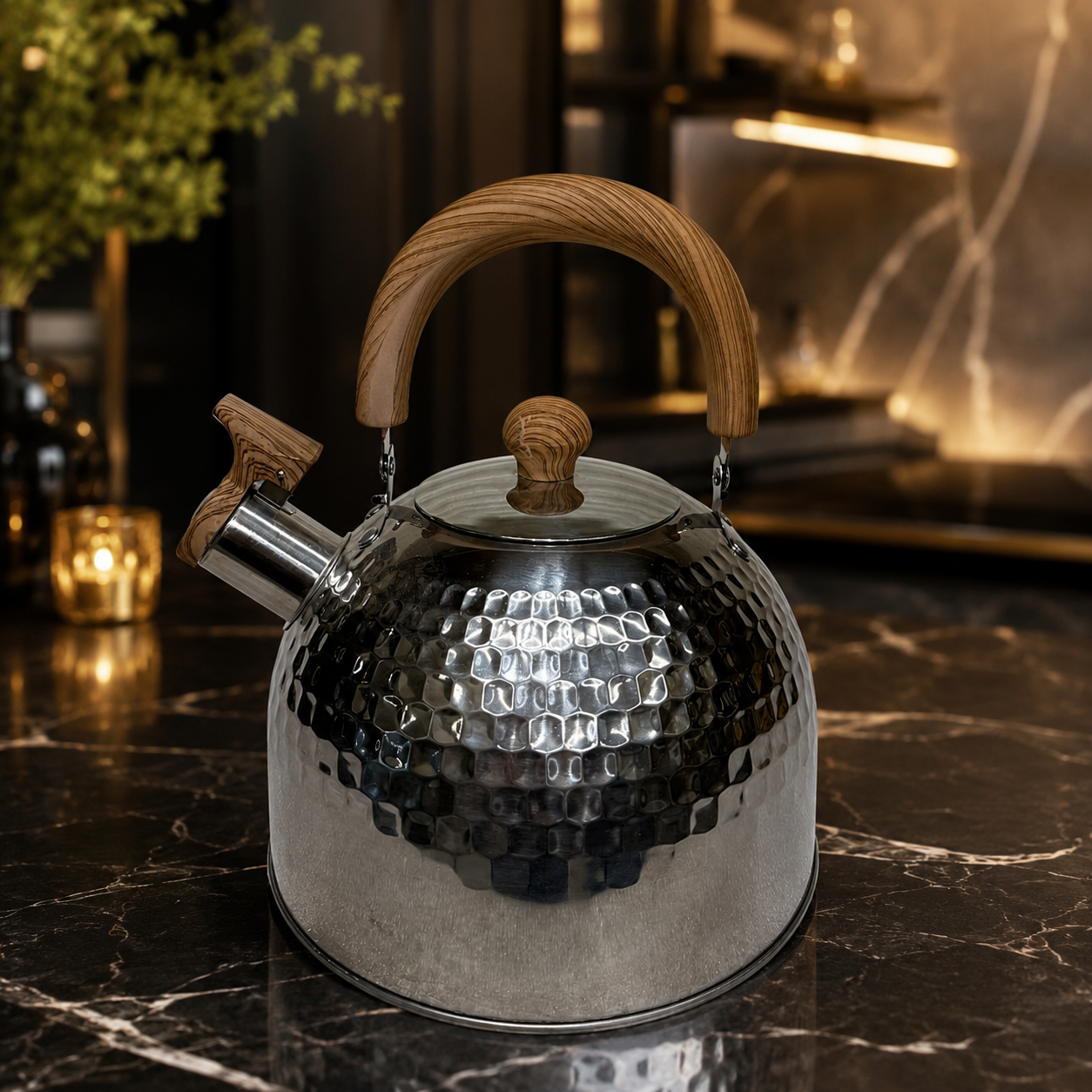 Premium Teapot with Heat-Resistant Wood-Grain Handle & Lid Knobs