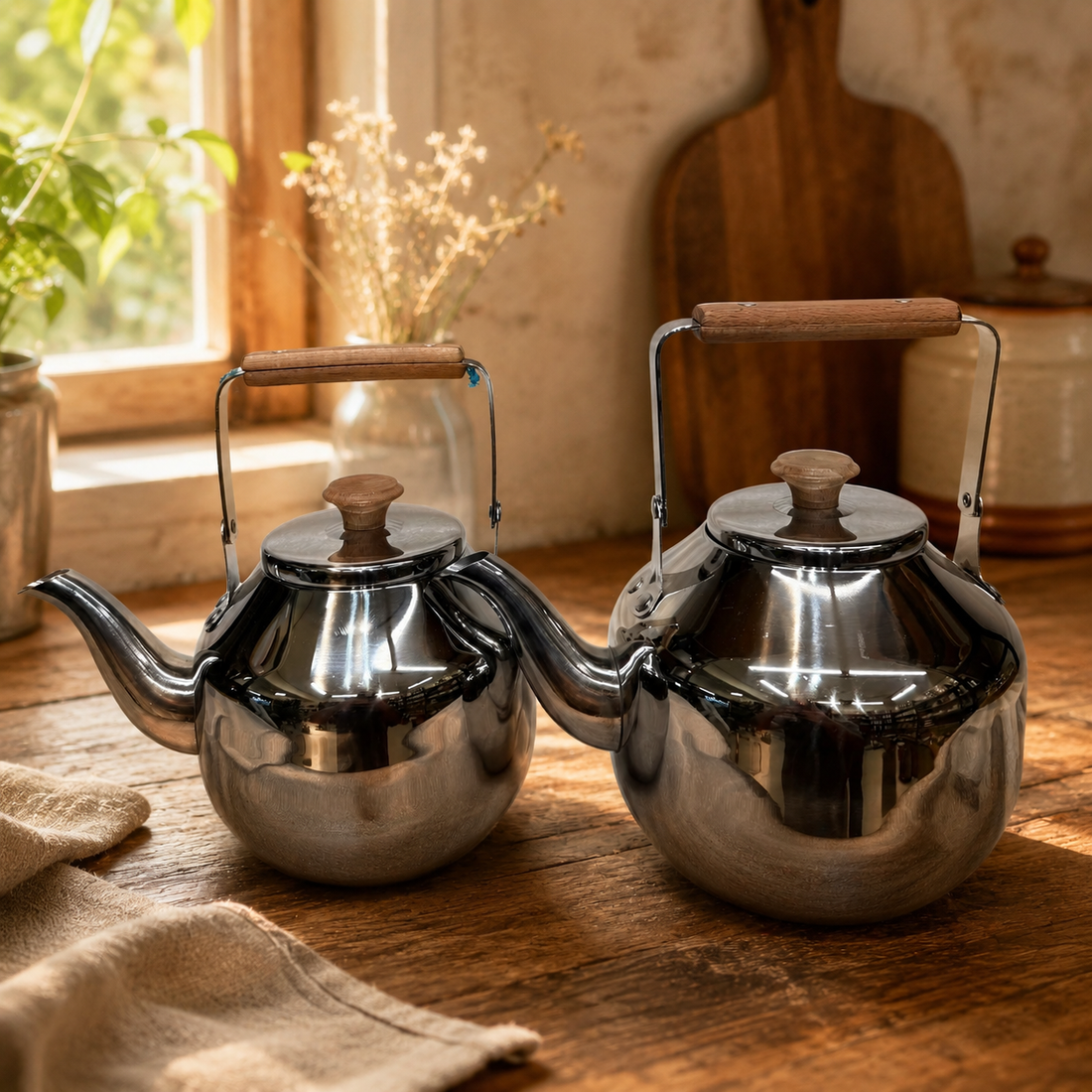 Modern Minimalist Stainless Steel Teapot Set