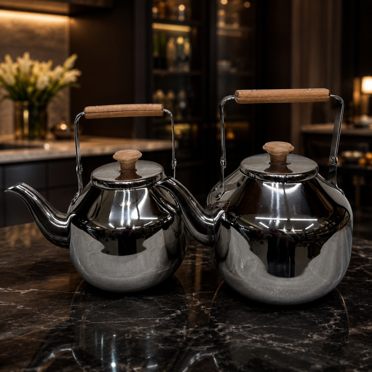 Modern Minimalist Stainless Steel Teapot Set