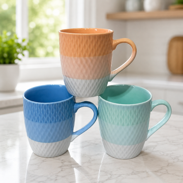 Diamond Weave Embossed Textured Tea Cups