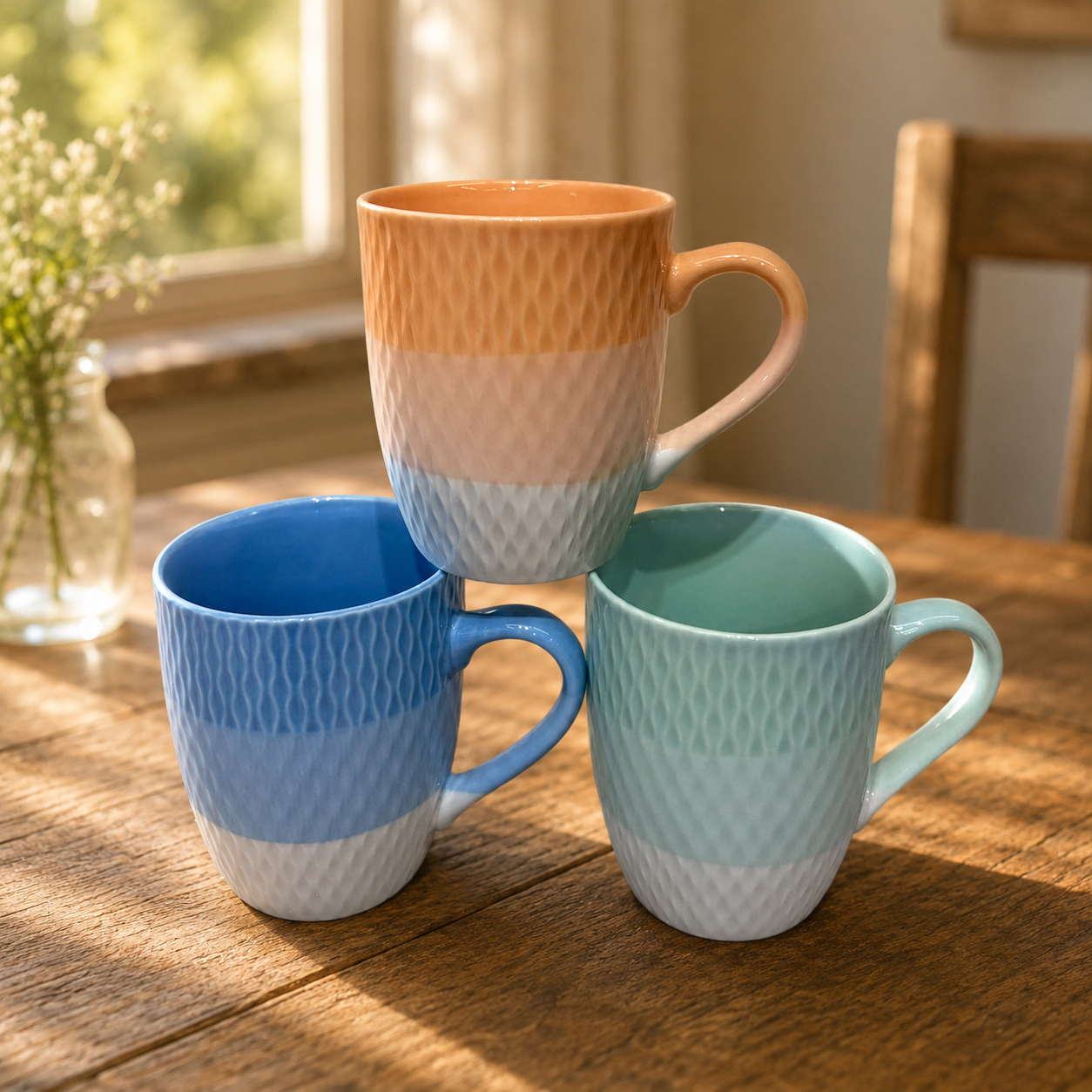 Diamond Weave Embossed Textured Tea Cups