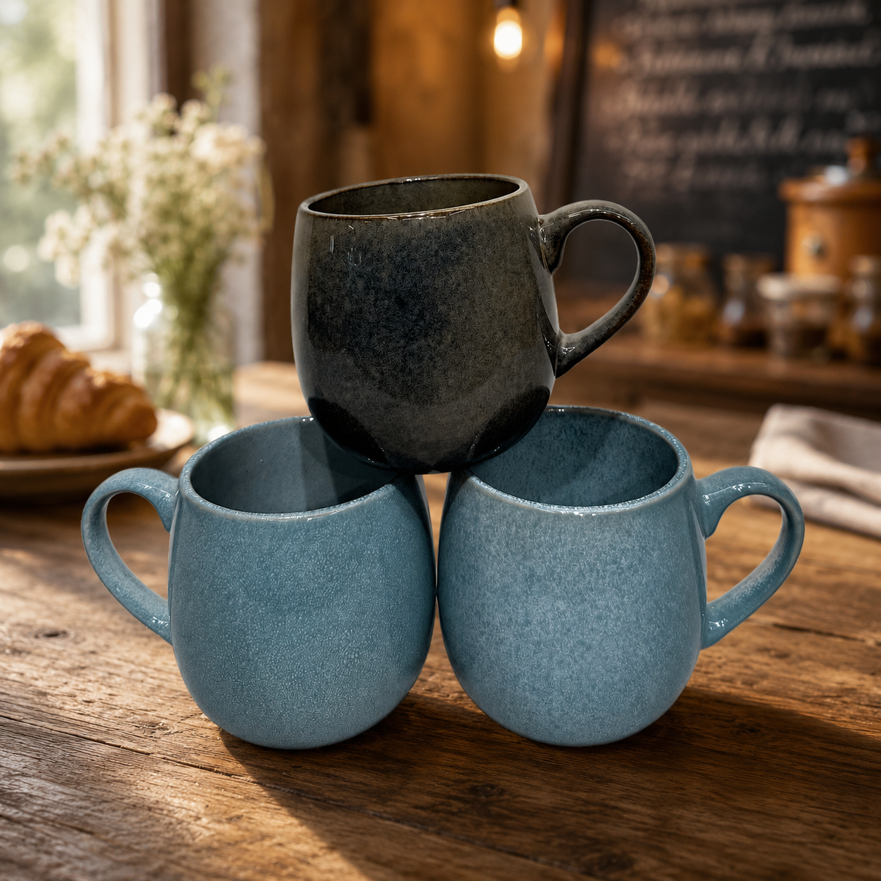 Modern Earthy Stoneware Crockery for Home and Office Coffee Bar