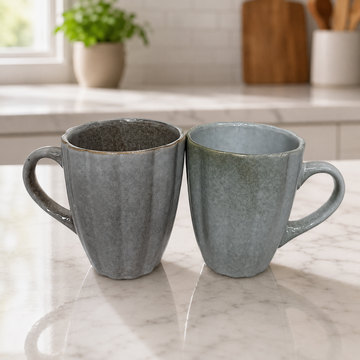 2-Pcs Handcrafted Earth-Tone Coffee Cups with Matte Glaze Finish