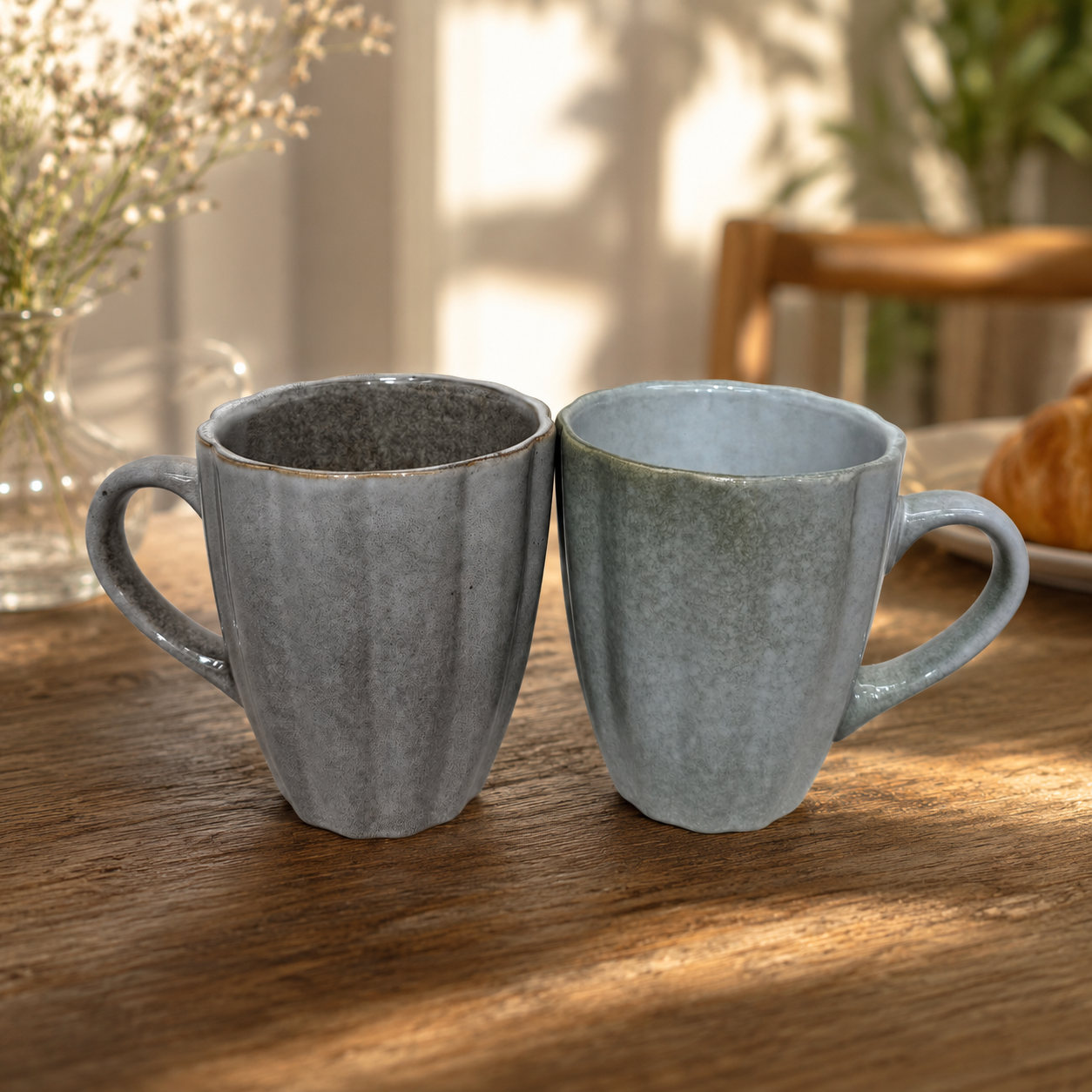 2-Pcs Handcrafted Earth-Tone Coffee Cups with Matte Glaze Finish