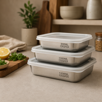 3-Piece Stainless Steel Food Storage Containers with Lids
