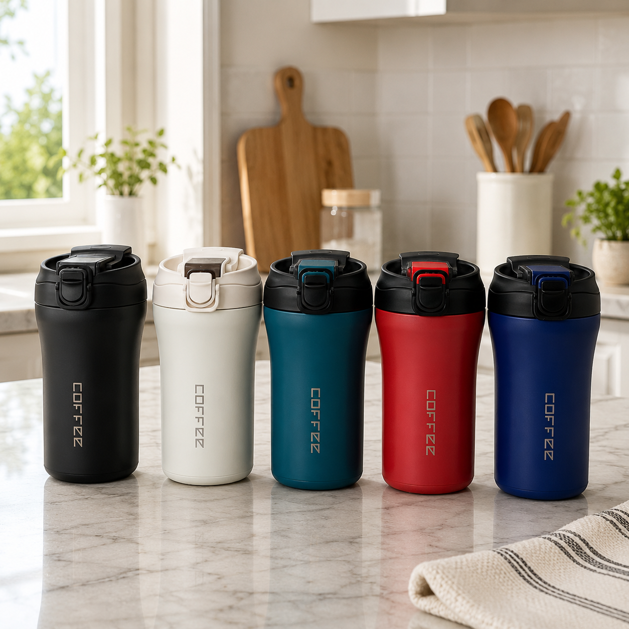 "COFFEE" Portable Travel Mug | Insulated Leak-Proof Coffee Cup