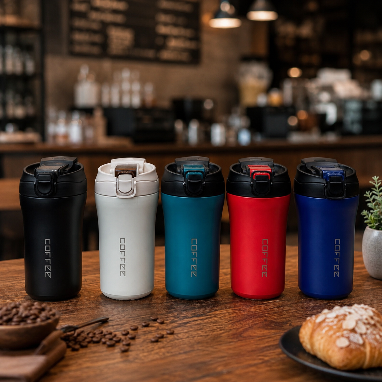 "COFFEE" Portable Travel Mug | Insulated Leak-Proof Coffee Cup
