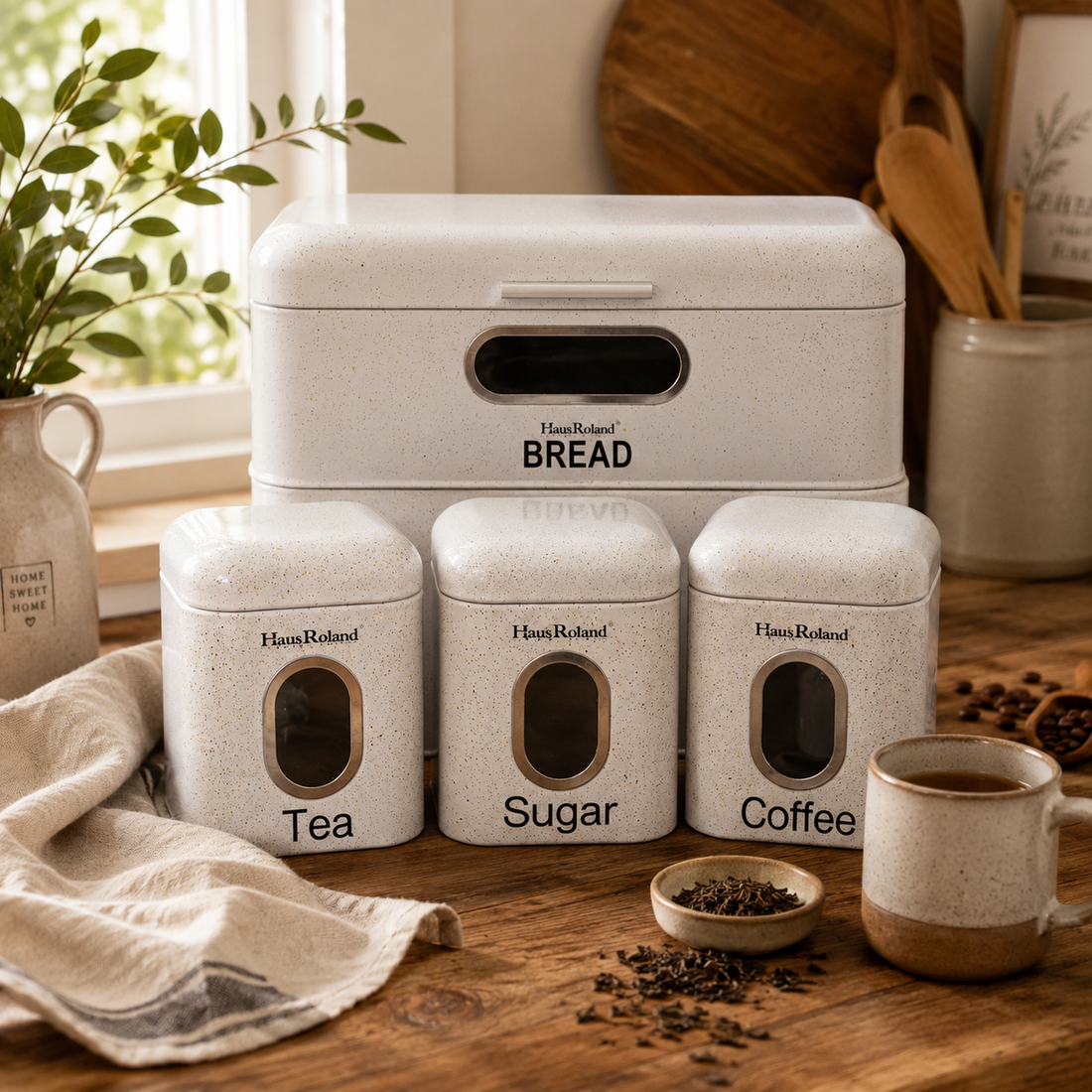 Modern Germany Design White Bread Bin Set