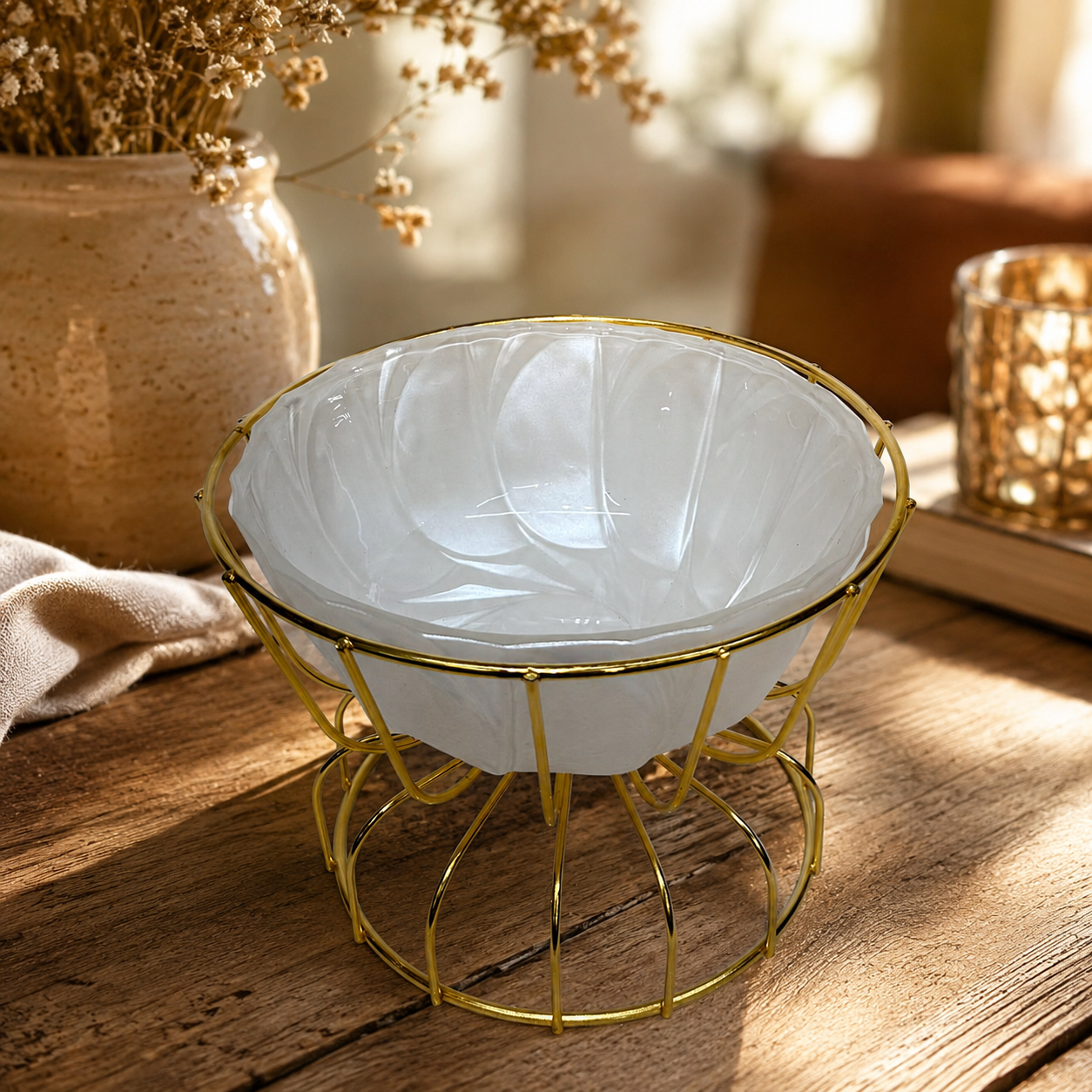 Elegant Decorative Salad Serving Bowl Centerpiece for Kitchen Countertop and Dining Table