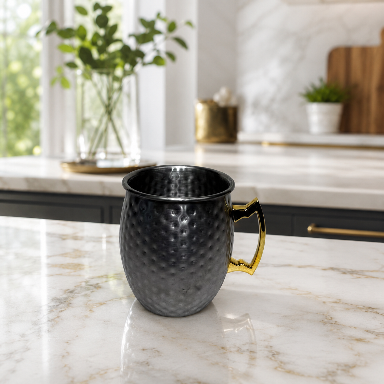 Stainless Steel Moscow Mule Mug with Gold Handle