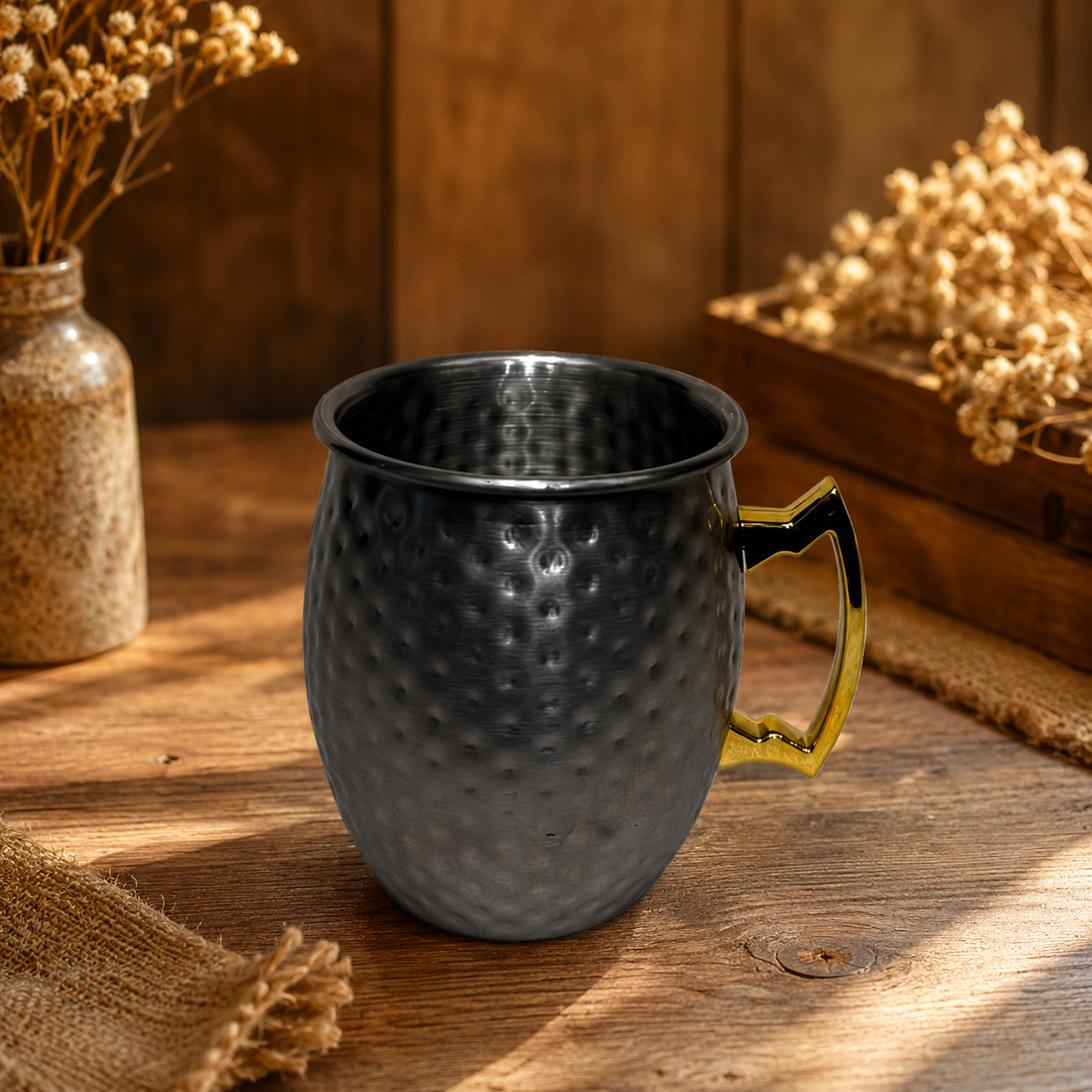 Stainless Steel Moscow Mule Mug with Gold Handle