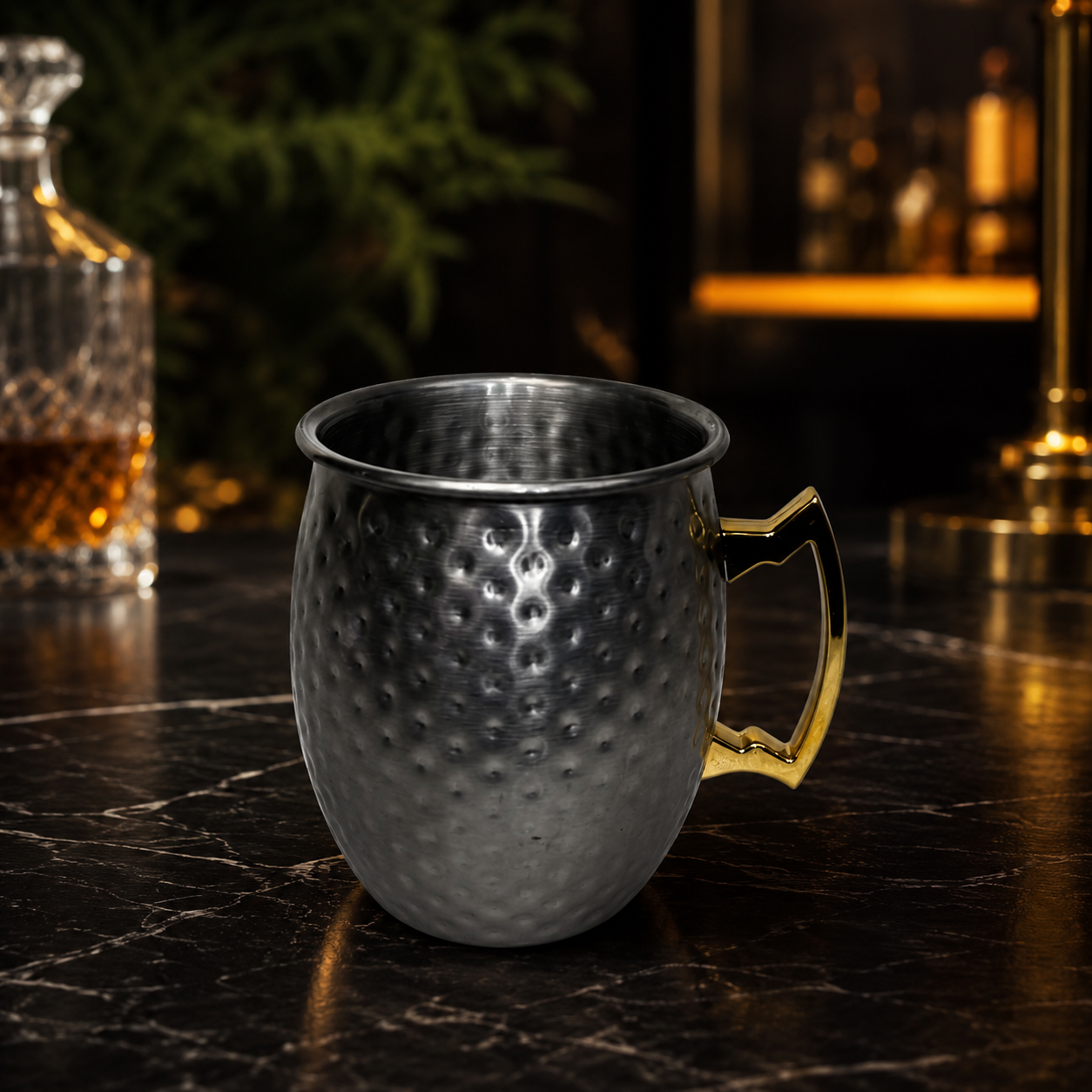 Stainless Steel Moscow Mule Mug with Gold Handle