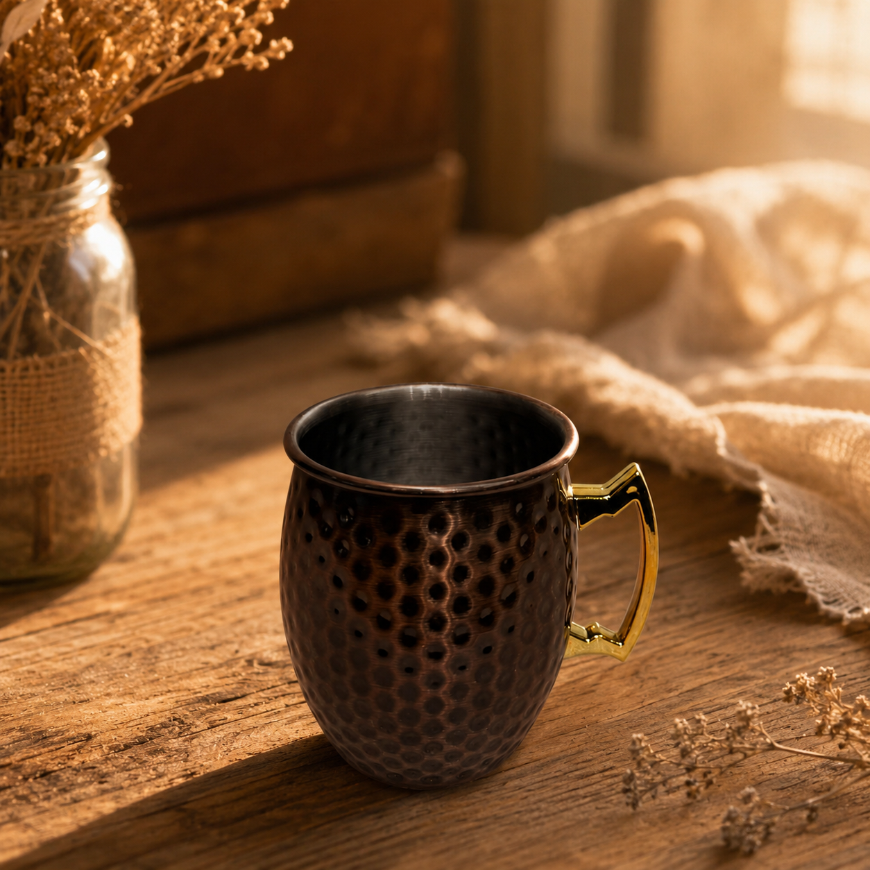 Premium Copper Hammered Metal Mug
