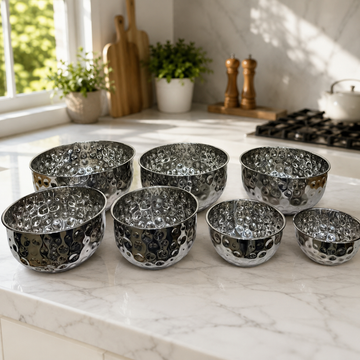 7-Pcs Premium Nesting Metal Salad and Popcorn Bowls