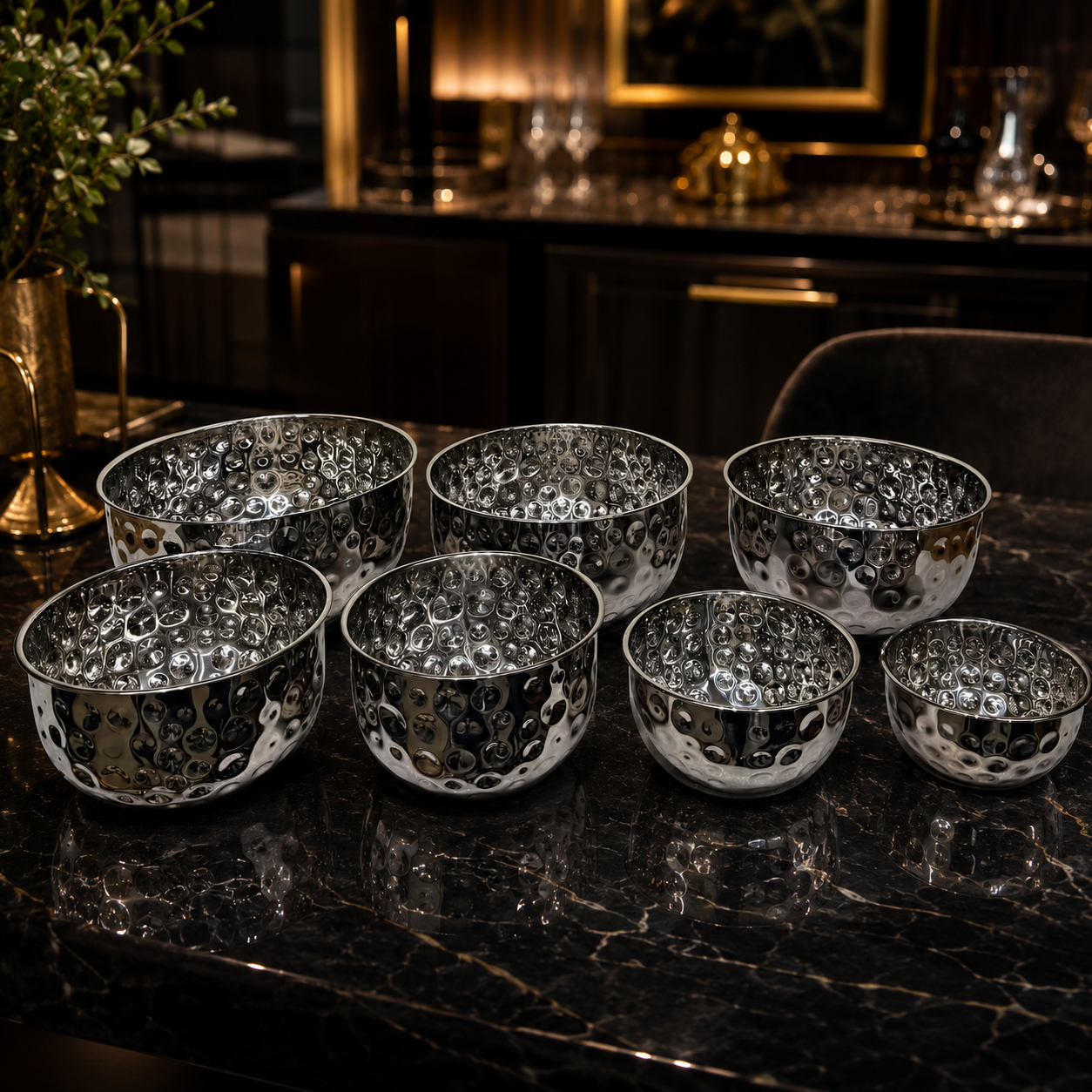7-Pcs Premium Nesting Metal Salad and Popcorn Bowls