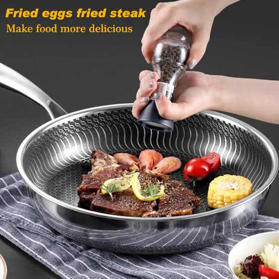 Honeycomb Stainless Steel Heavy Gauge Frypan with Induction Support | 28cm - 26cm