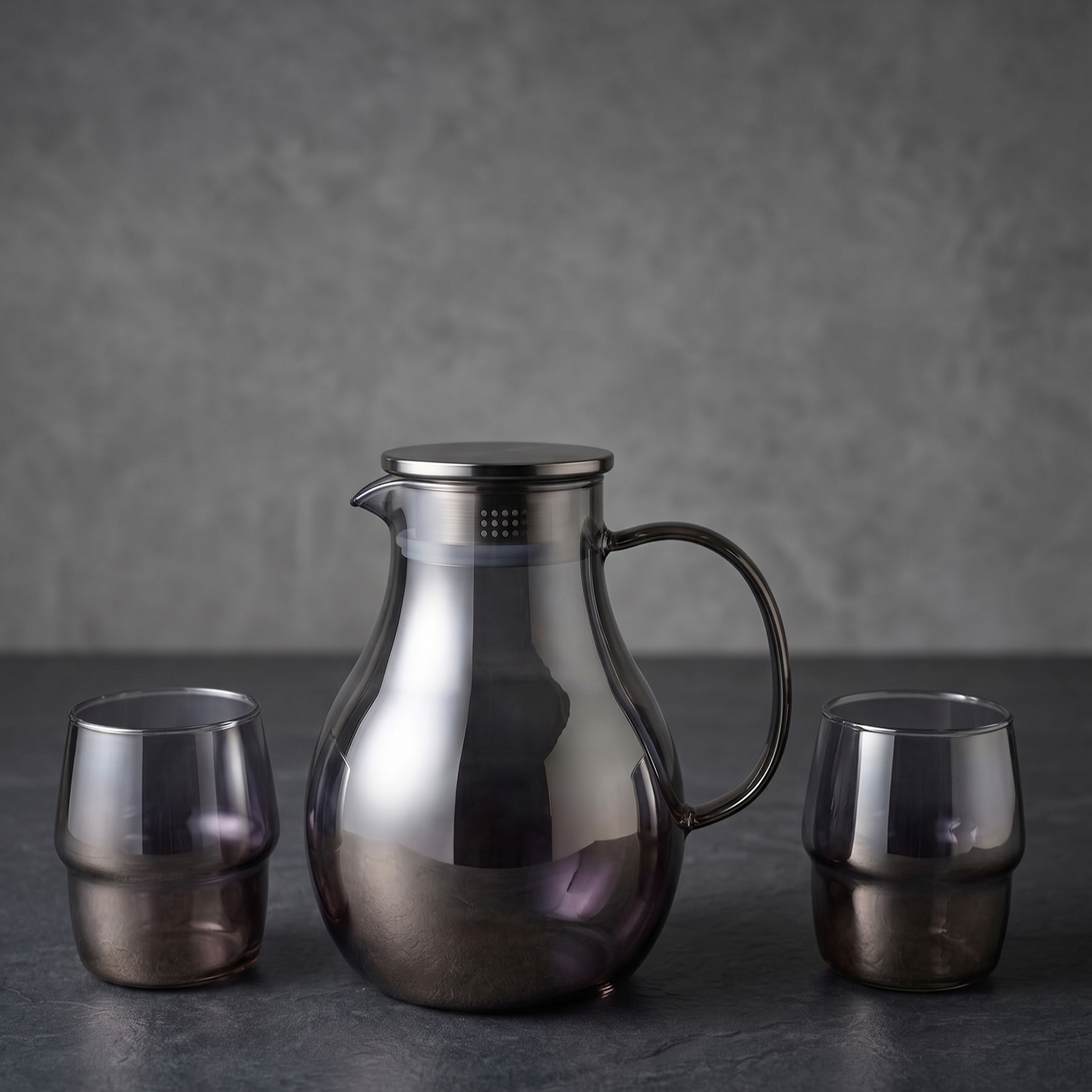 Modern 7-Piece Smoked Glass Water Pitcher