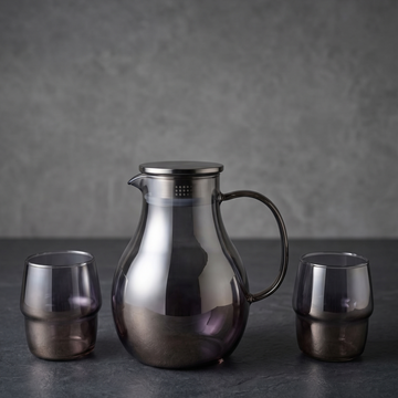 Modern 7-Piece Smoked Glass Water Pitcher