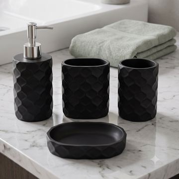 Black 4-Piece Bathroom Organizer Set for Modern Home
